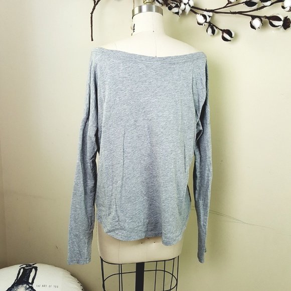 NIKE Pink/Gray Cotton Off Shoulder Long Sleeve Tee - Picture 3 of 7